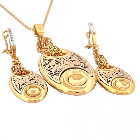 Set din aur alb si galben 14k