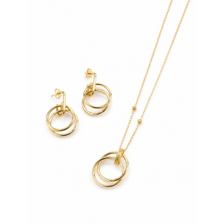 Set din aur alb si galben 14k